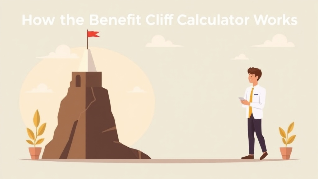 Illustration breaking down the fundamentals of how the Benefit Cliff Calculator Works