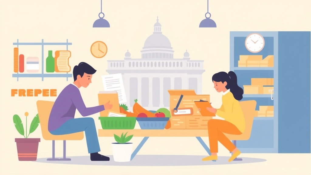 Visual overview of benefits for Food Insecurity: SNAP, WIC, Food Banks, and More with key concepts highlighted