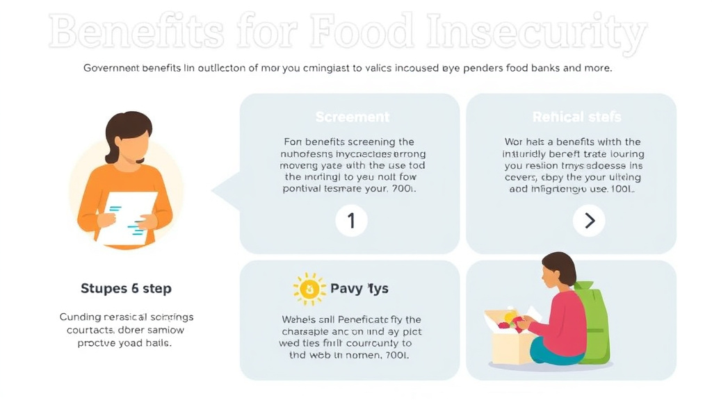 Step-by-step visual guide for implementing benefits for Food Insecurity: SNAP, WIC, Food Banks, and More