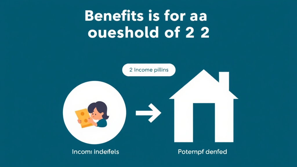Action-oriented illustration showing how to apply benefits for a Household of 2: Income Limits and Programs