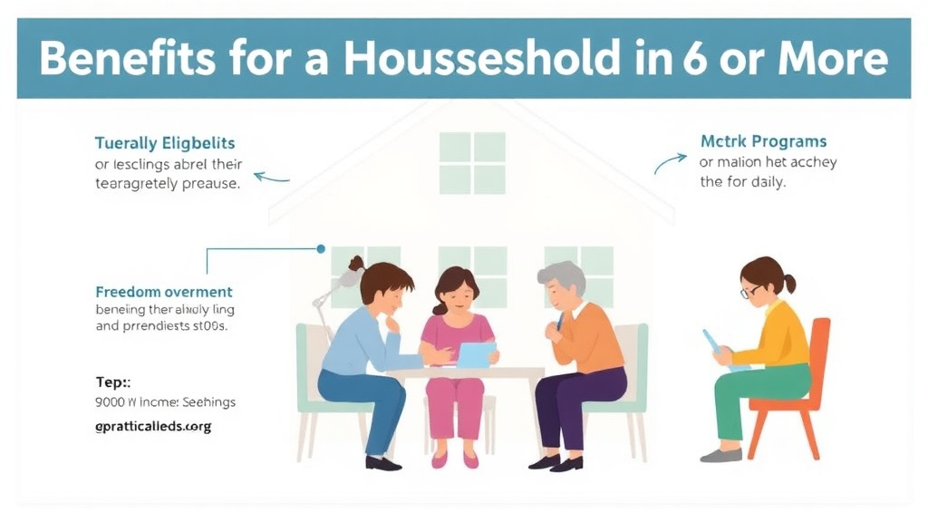 Practical checklist visual for benefits for a Household of 6 or More: Income Limits and Programs