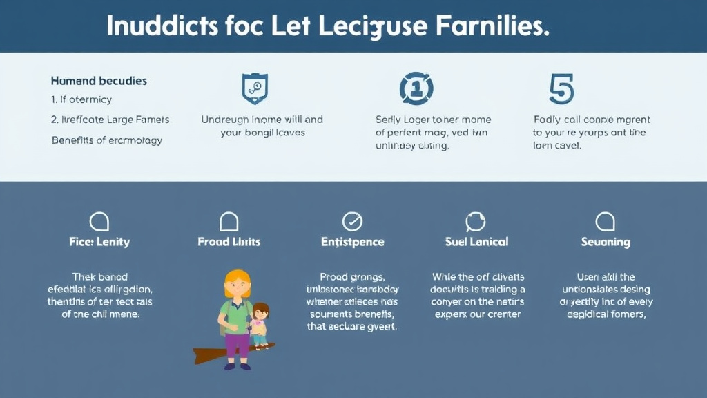 Process flow illustration for putting benefits for Large Families: Income Limits and Extra Help into action