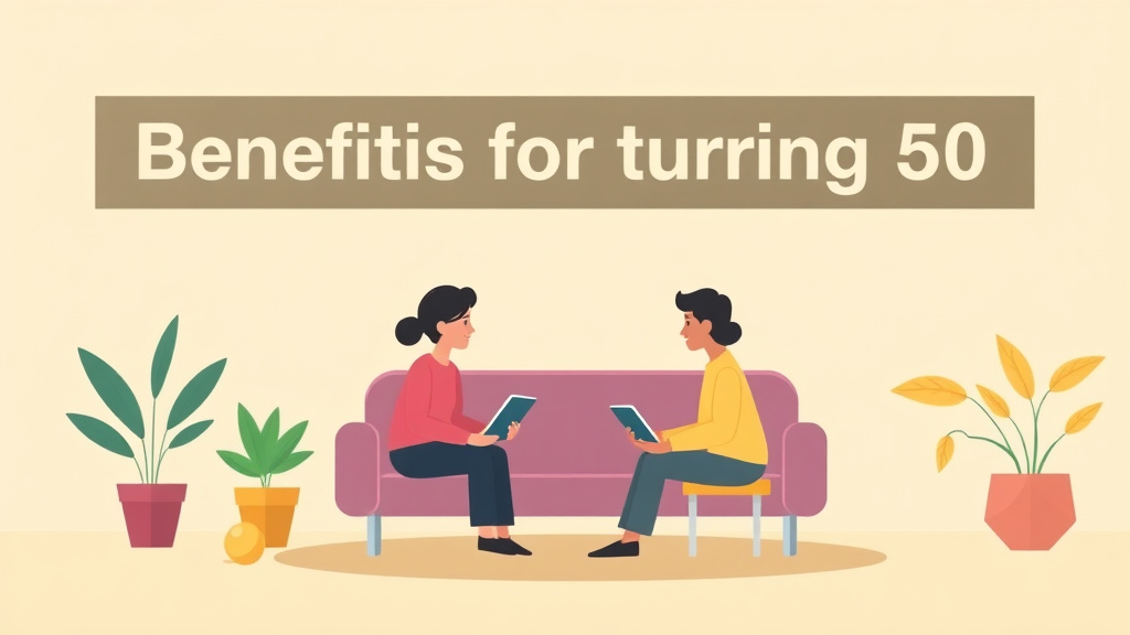 A professional illustration depicting benefits for People Turning 50: Early Access Programs