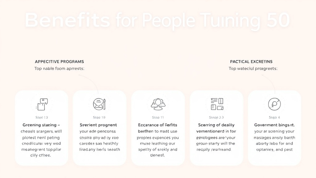 Action-oriented illustration showing how to apply benefits for People Turning 50: Early Access Programs