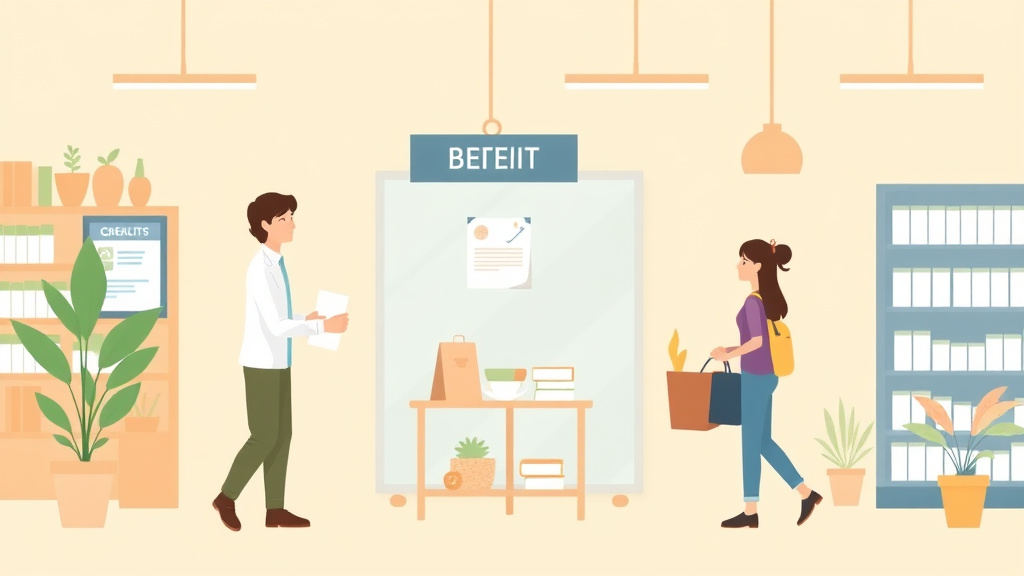 A professional illustration depicting benefits for Retail Workers: Health Insurance and Tax Credits