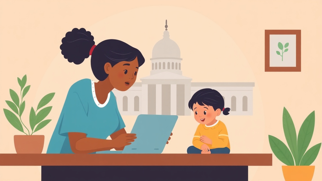 A professional illustration depicting benefits for Undocumented Children: CHIP, Schools, and More