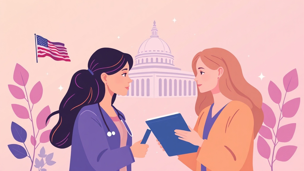 A professional illustration depicting benefits for Women Veterans: Healthcare and Support