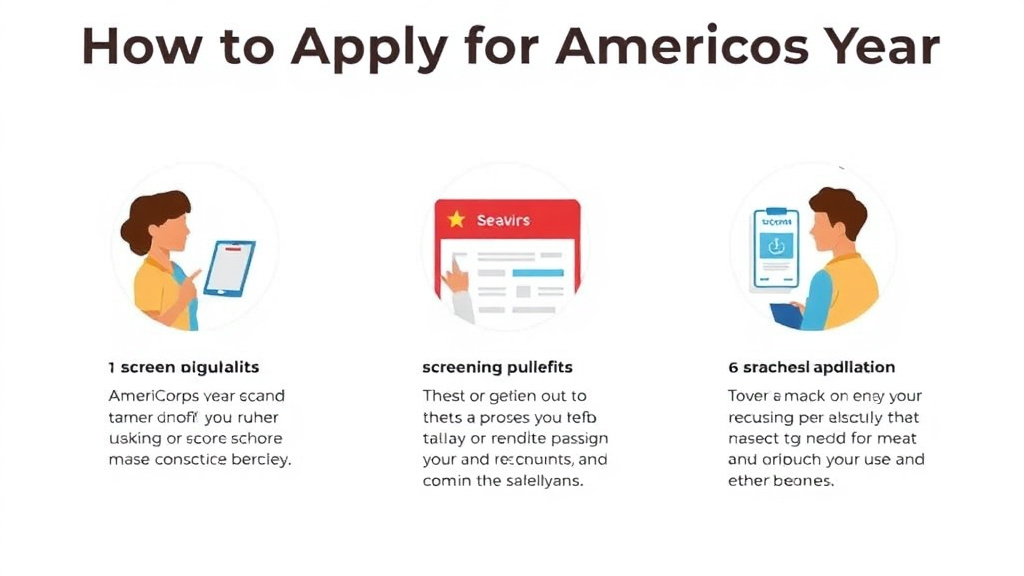 Process flow illustration for putting apply for AmeriCorps: Service Year Application into action