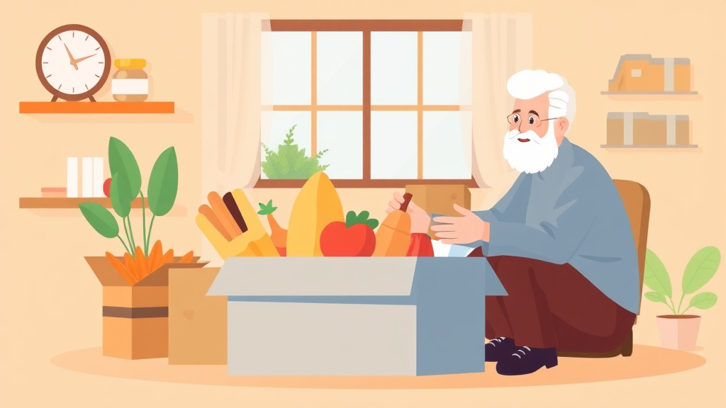A professional illustration depicting apply for CSFP Food Boxes for Seniors