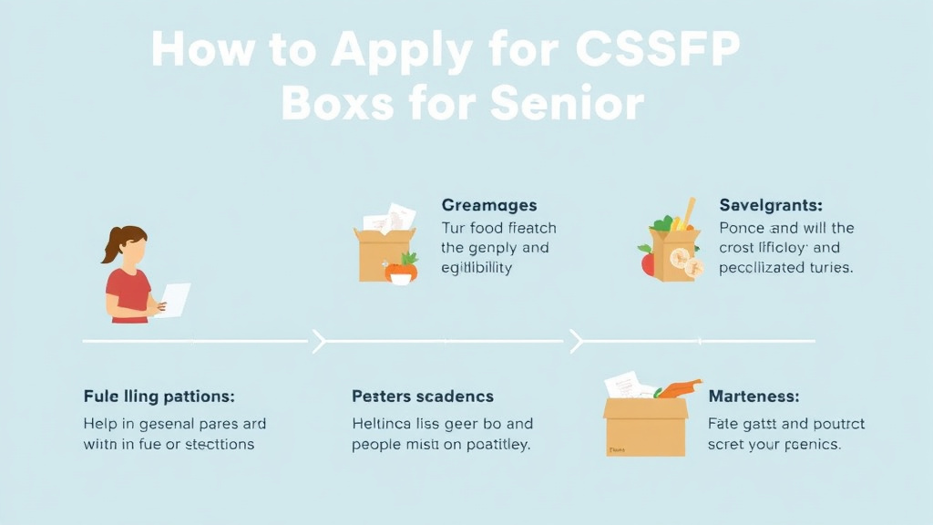 Process flow illustration for putting apply for CSFP Food Boxes for Seniors into action
