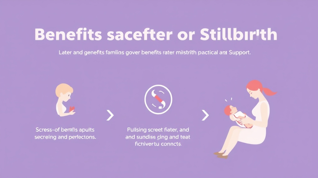 Action-oriented illustration showing how to apply benefits After Miscarriage or Stillbirth: Medical and Support