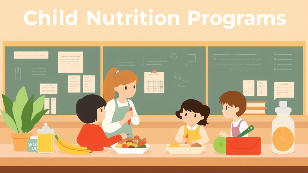 Educational graphic covering the essentials of child Nutrition Programs Overview: School Meals and Beyond