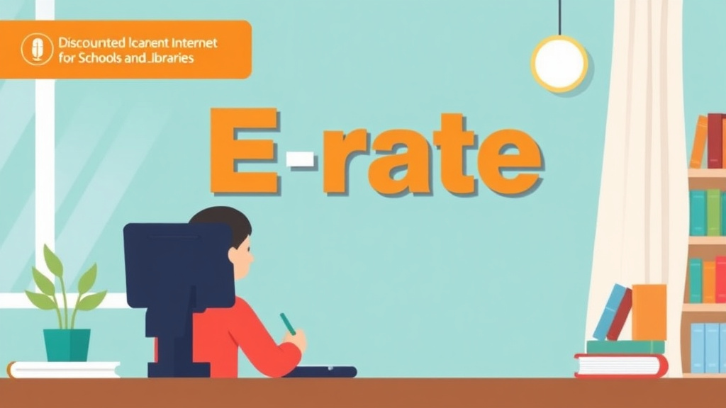 Illustration breaking down the fundamentals of e-Rate Program: Discounted Internet for Schools and Libraries