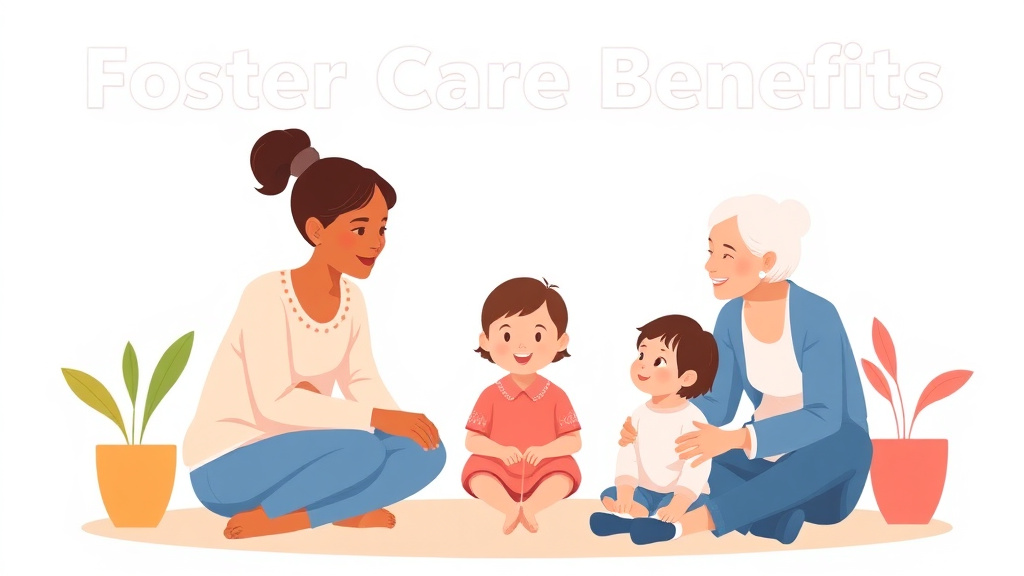 Visual overview of foster Care Benefits Guide: Payments and Support for Foster Families with key concepts highlighted