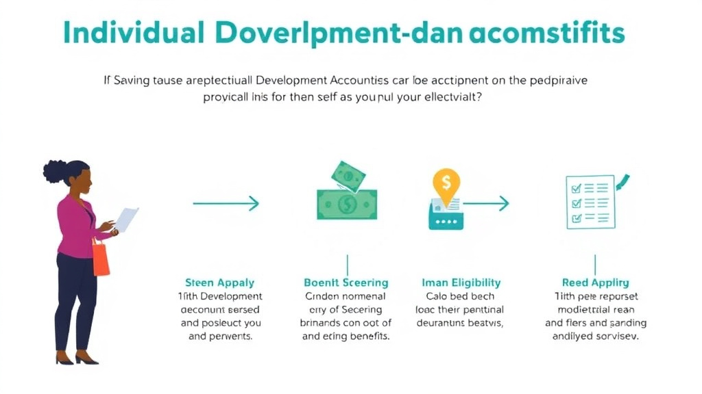 Process flow illustration for putting individual Development Accounts (IDA): Matched Savings Programs into action