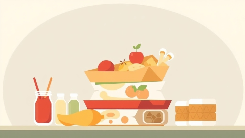 Illustration breaking down the fundamentals of food Benefit Stacking: SNAP, WIC, School Meals, TEFAP