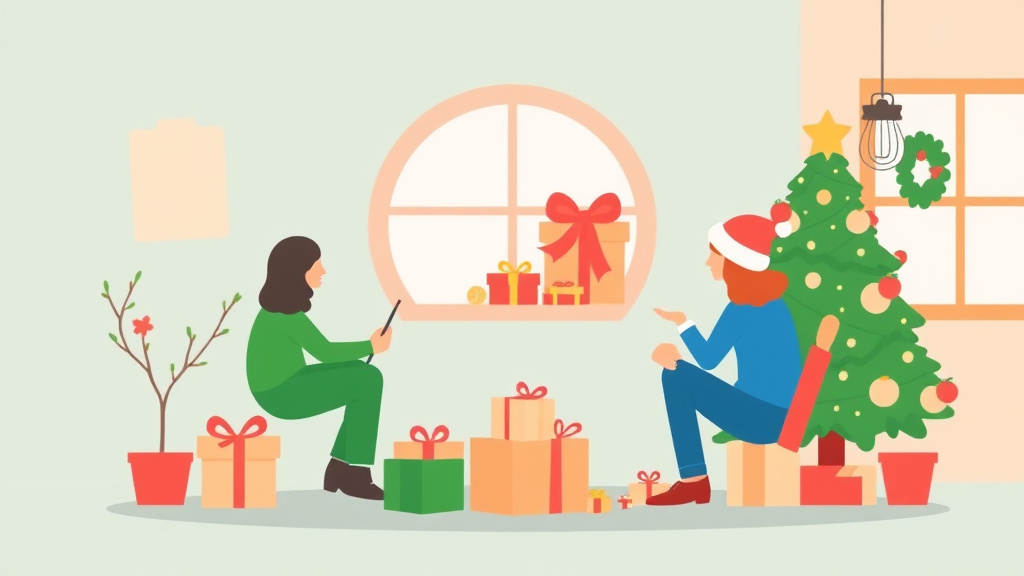 A professional illustration depicting holiday Assistance Programs: Gifts, Food, and Utilities