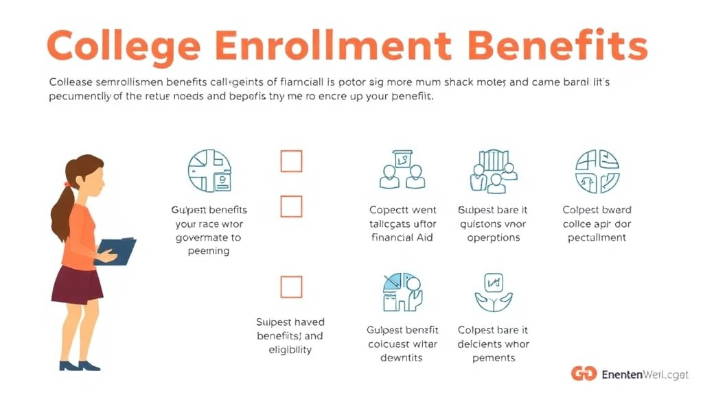 Action-oriented illustration showing how to apply college Enrollment Benefits Checklist: Financial Aid and More