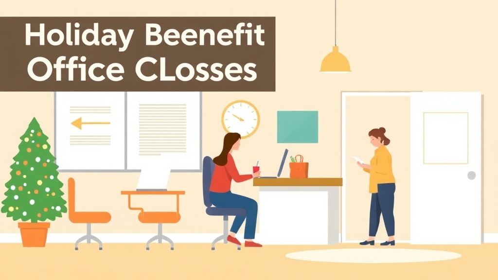 Educational graphic covering the essentials of holiday Benefit Office Closures: Plan Your Appointments