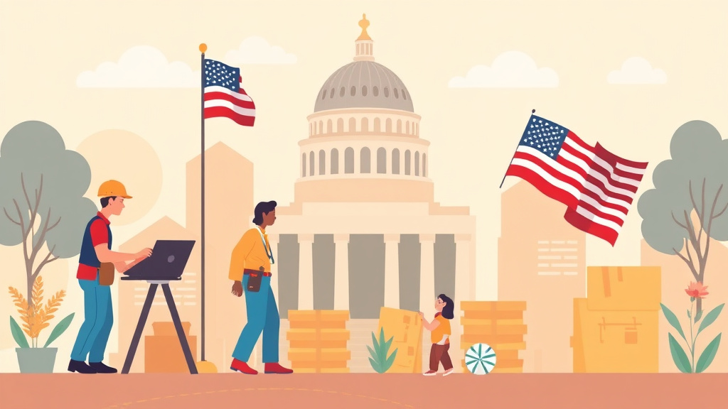 Illustration breaking down the fundamentals of labor Day Worker Benefits Guide: Programs for Working Americans