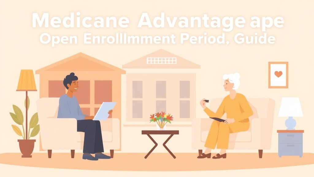Visual overview of medicare Advantage Open Enrollment Period Guide with key concepts highlighted