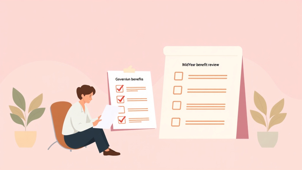 An informative visual explaining mid-Year Benefit Review Checklist: Adjust for Changes for beginners and professionals