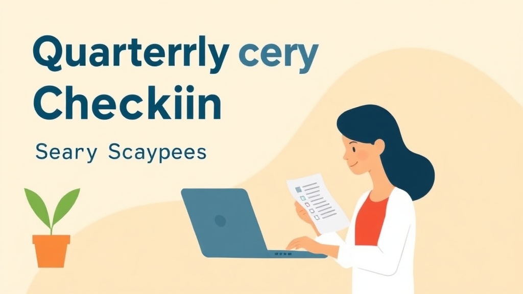 Conceptual diagram showing how quarterly Benefit Check-In Guide: Stay on Track works in practice